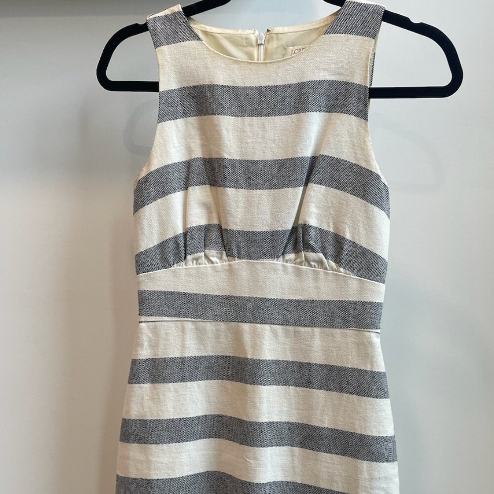 J.Crew Grey & White Striped Sheath Dress, Size 00